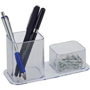 ACESSÓRIO PARA MESA ACRIM 2/1 LAPIS/CLIPS CRISTAL (12282)