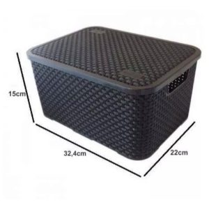 CESTO ORGANIZADOR RATTAN COM TAMPA 32,4X22X15 em Pedra Bela SP