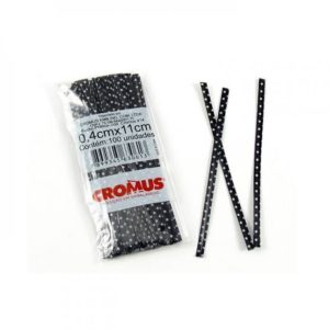 FECHO METALIZADO PARA PRESENTE 11CM COM BOLINHA PRETA (PCT COM100) CROMUS