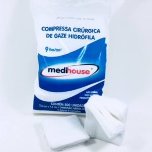 GAZE DE ALGODÃO 7,5X7,5 9FIOS (PCT COM500) COMPRESSA em Pedra Bela SP