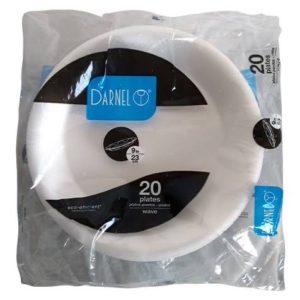PRATO DE ISOPOR DARNEL 23 23CM COM20 PARAREFEIÇÃO (CX COM24 PCT)