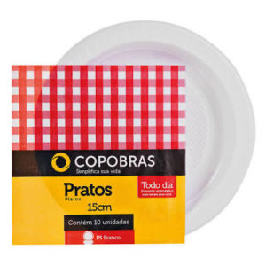 PRATO DE PLÁSTICO RASO  N.15 BRANCO COM10 (CX COM100PCT) em Pedra Bela SP