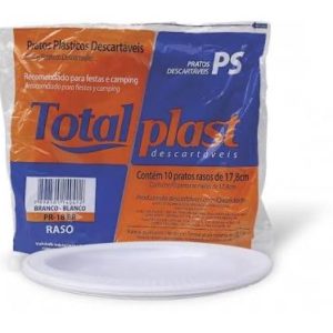PRATO DE PLÁSTICO RASO  N.18 BRANCO COM10 (CX COM 50PCT) em Pedra Bela SP